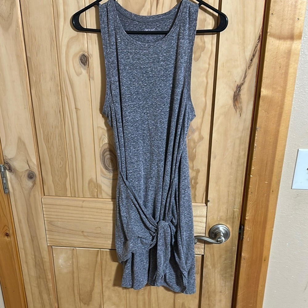 Aerie Tank Top Mini Gray Sleeveless Knotted Dress